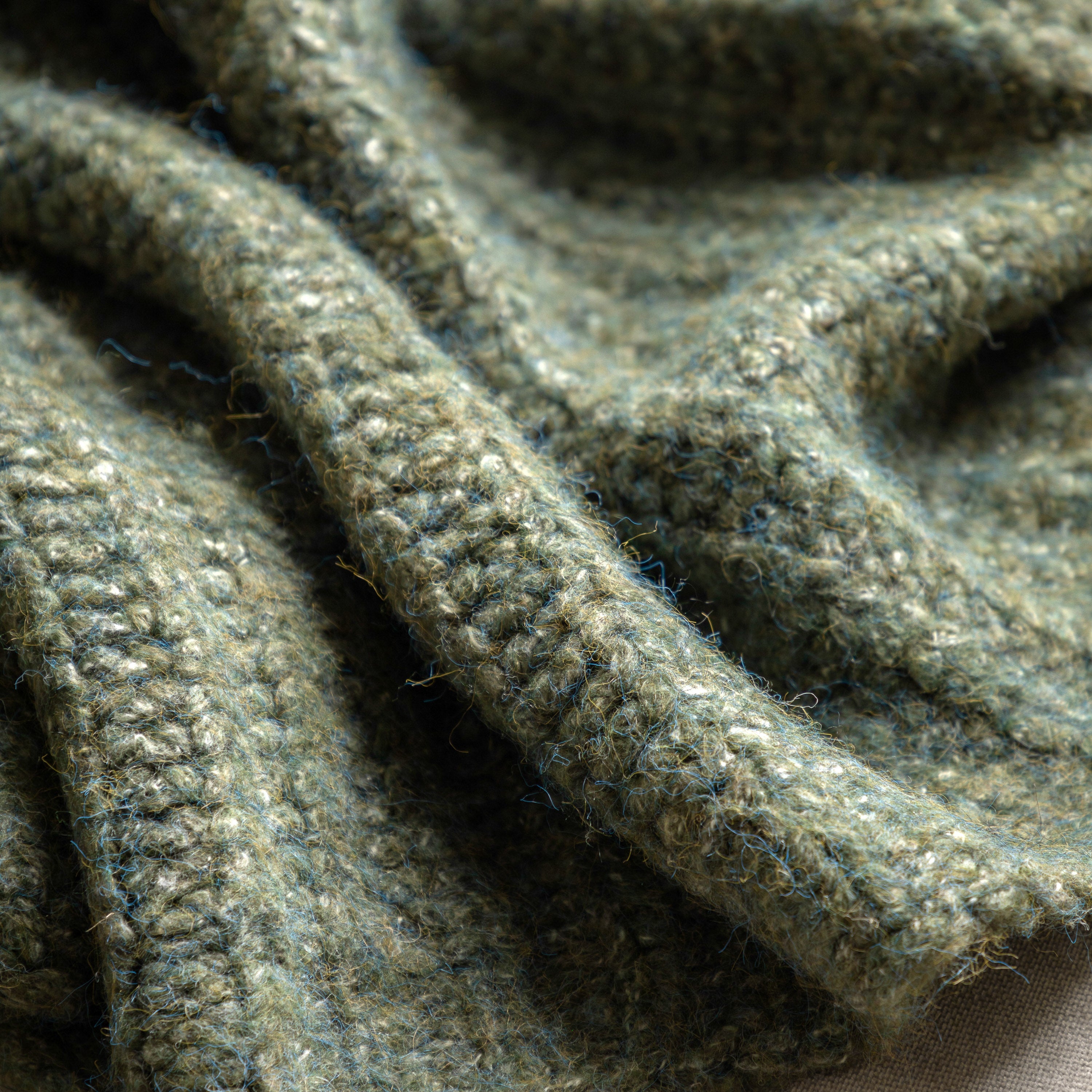 Luxury Melange Knit Khaki Green Throw